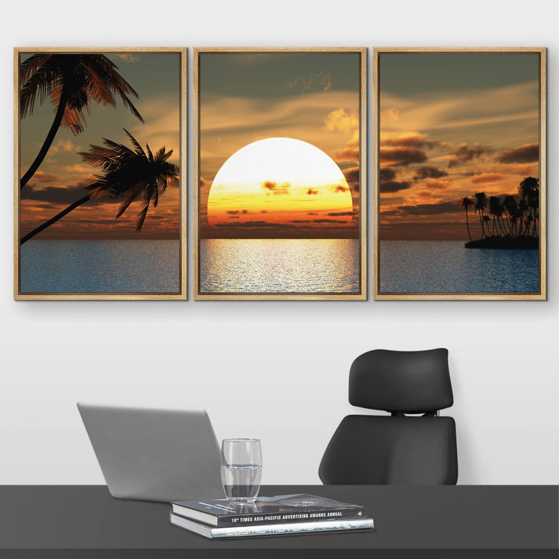 Tropical Sunon Beach Paradis Nature Photographie Réalisme Rustique, H 36 po x l 72 po, Cadre naturel flottant