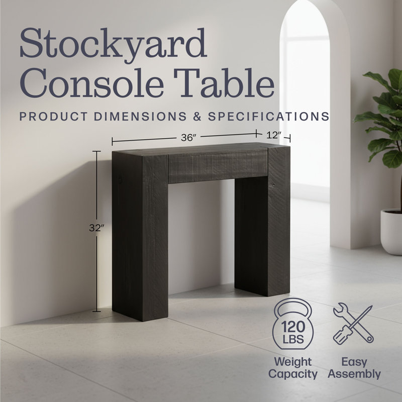 Stockyard Solid Wood Console Table - 36 Inch Modern Farmhouse Small Entryway Table - Easy Assembly Living Room Furniture for Behind the Couch, Entryway, or Hallway (Black)