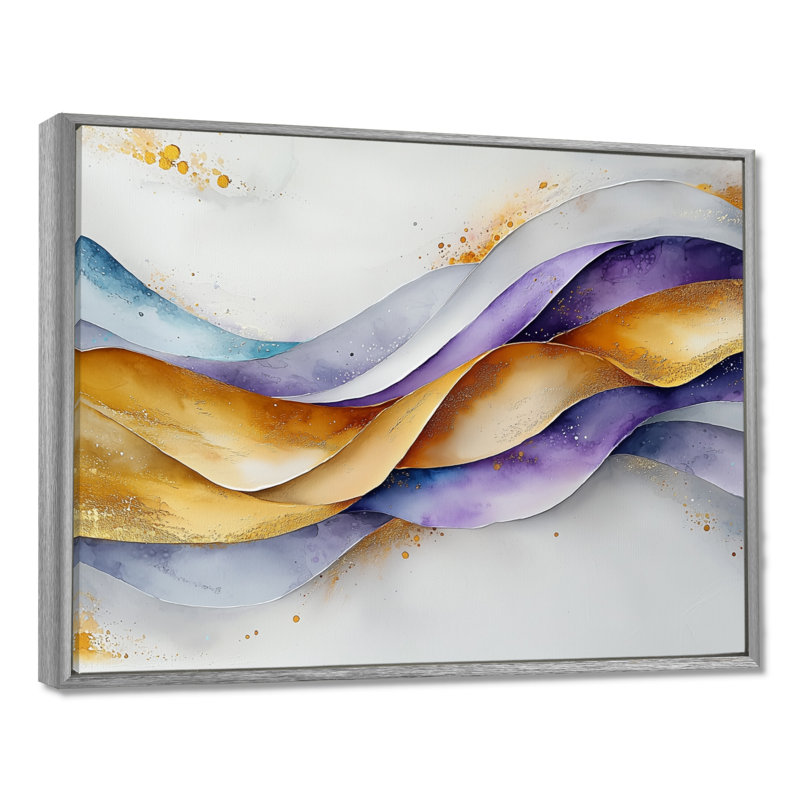 Amaral - Abstract Wall Art, Argent, H 30 po x l 40 po, Cadre flottant