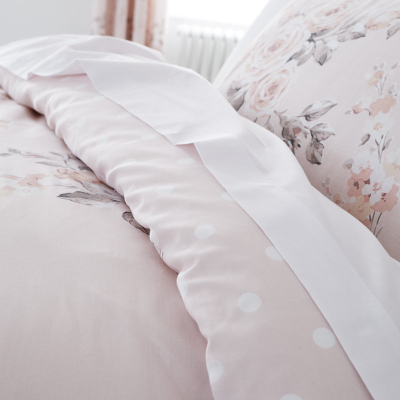 Canterbury Floral Reversible Double Duvet Cover Set with Pillowcases with Pillowcases, Blush, Single - 1 Standard Pillowcase