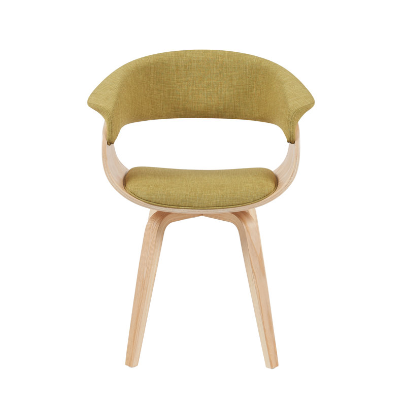 Chaise de salle à manger rembourrée de style Mid-Century Krystyna, Vert, Bois de chêne