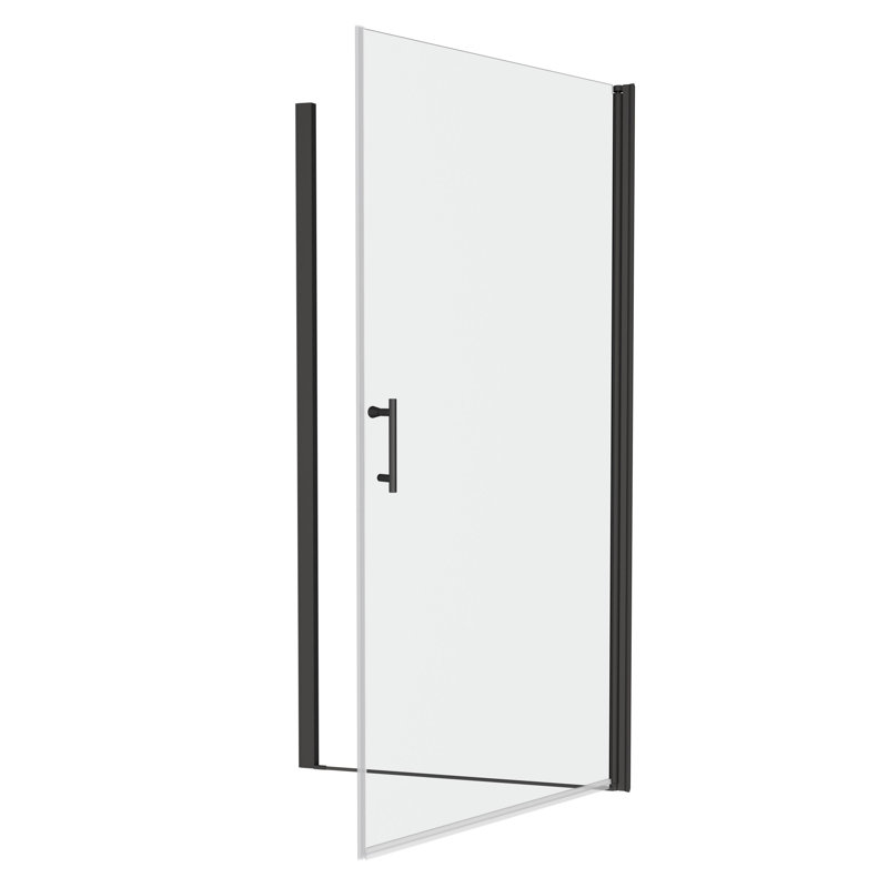 28'' x 72'' Frameless Matte Black Glass Shower Door