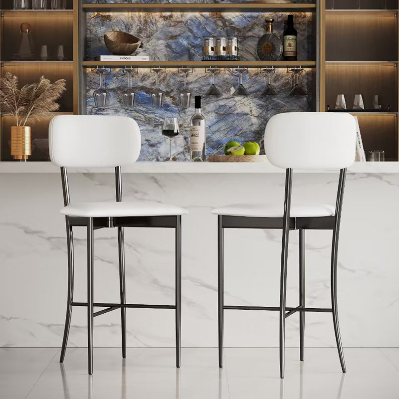 29.5" Seat Height Tall Bar Stools with Back - Extra Wide Seat Bar Height Stools, Scratch-Resistant Leather and Steel Frame(1PCS)