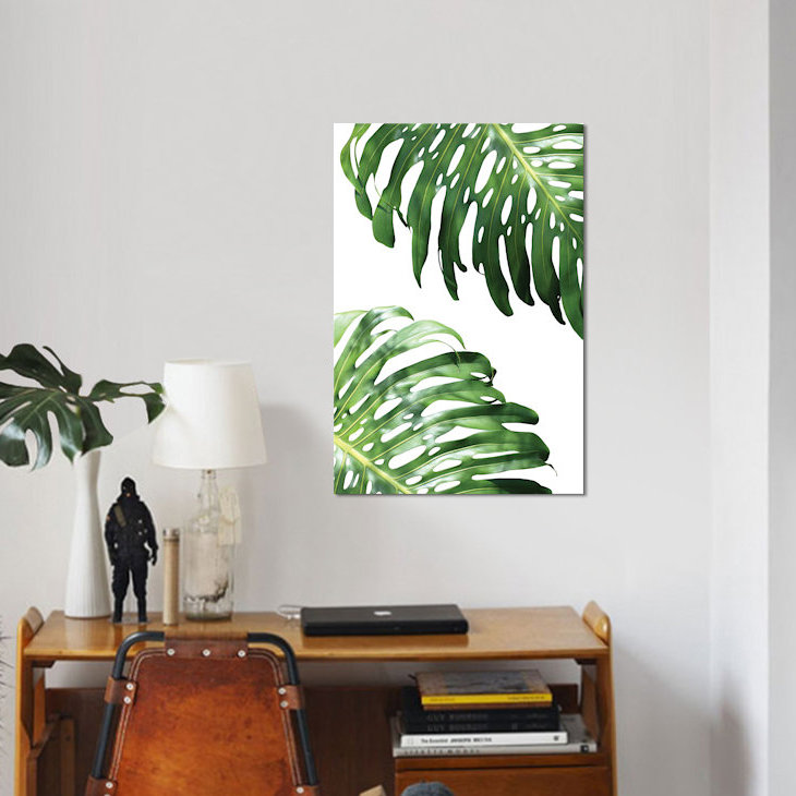«Double Philodendron», reproduction d'impression sur toile, H 12 po x l 8 po x P 0,75 po, Toile tendue, Pas de tapis