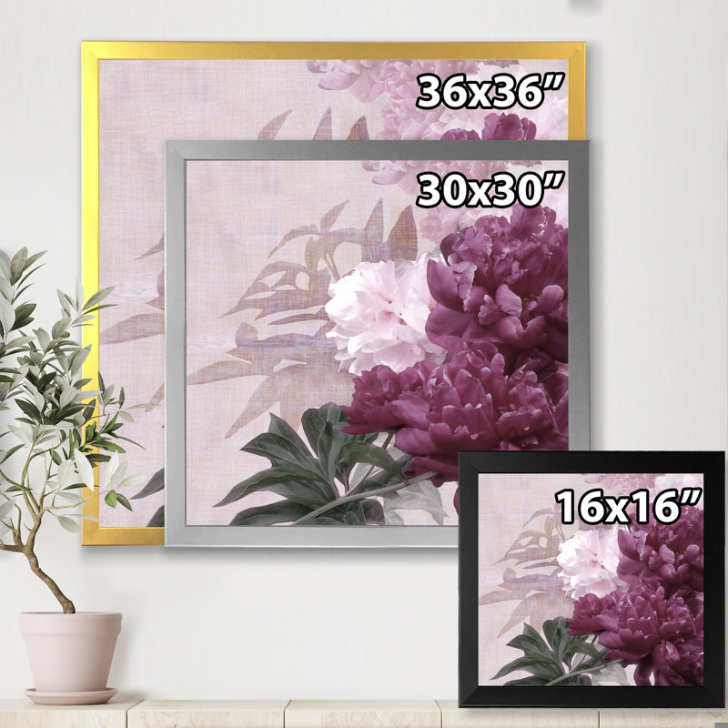 Rétro fleurs mauves et roses I - reproduction de photo sur toile, H 16 po x l 16 po x P 1 po, Blanc