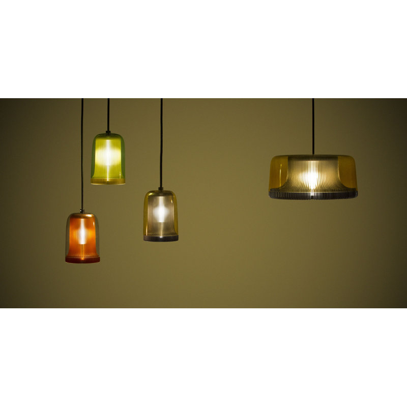 Dub 1 - Light Pendant, Amber Glass/Gray, 6" H x 10.9" W x 10.9" D