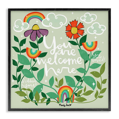 Comforting Welcome Here Phrases Framed Giclee, design by Mandy Ford Art + Illustration