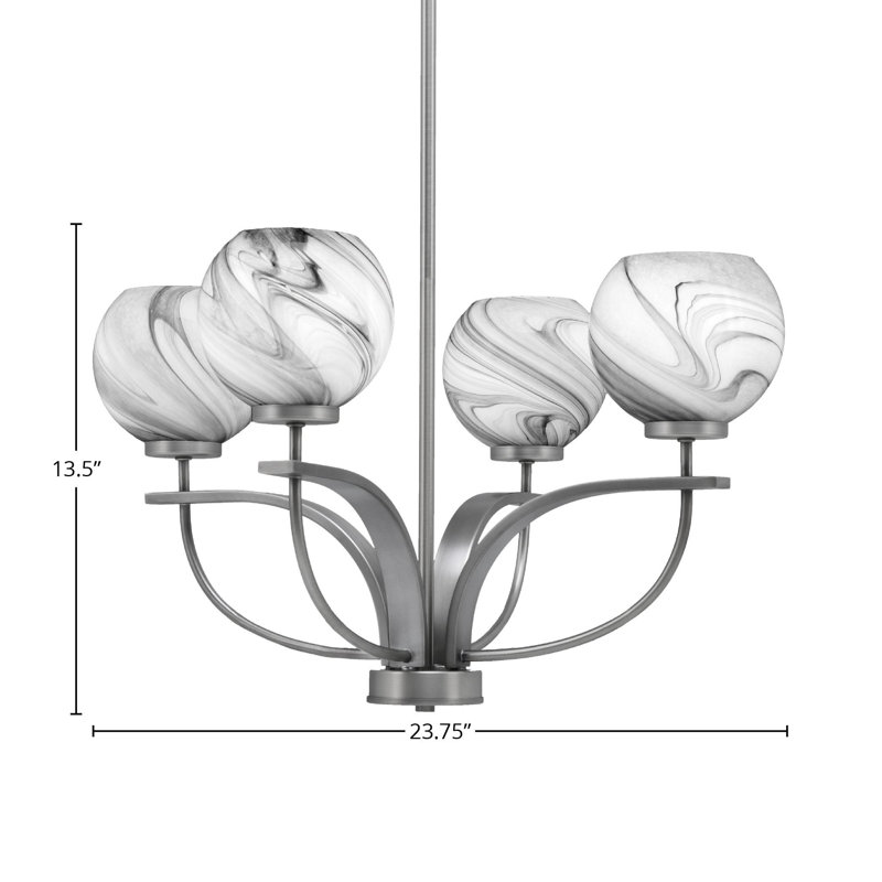 Unia 4 - Light Dimmable Classic / Traditional Chandelier, Silver, Graphite
