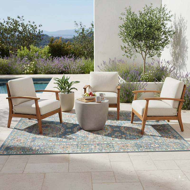 Colista Boho Medallion Durable Performance Indoor / Outdoor Area Rug, Rectangle 8'9" x 11'9"