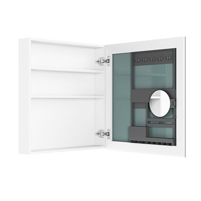 24''X26'' Bathroom Medicine Cabinet - Beveled Mirror Edge, Right Door Opening, Spacious Storage Space, Robust Engineered Wood, Hinges, White Shelf With Mirror, Right Door, Expansive Storage, Quiet