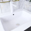 24 po W Meuble-lavabo mural simple en chêne foncé avec lavabo blanc