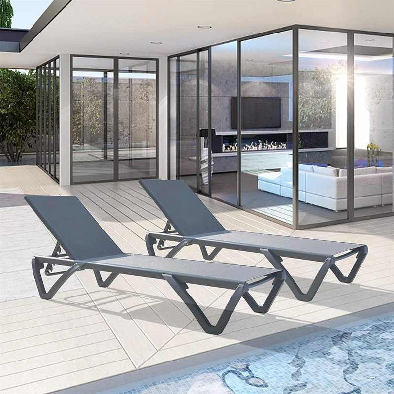 Chaise longue d'extérieur en métal Craton, Gris
