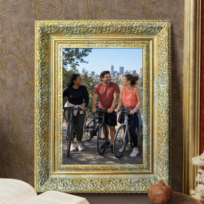 8" x 10" Antique Gold 3 PCS Gallery Inspired Picture Frame for Bedroom Shelf Styling