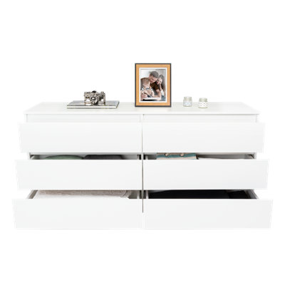 Commode de rangement à 6 tiroirs Olimpo - Armoire de rangement moderne pour la chambre à coucher et le salon - Bois d'ingénierie robuste, design minimaliste