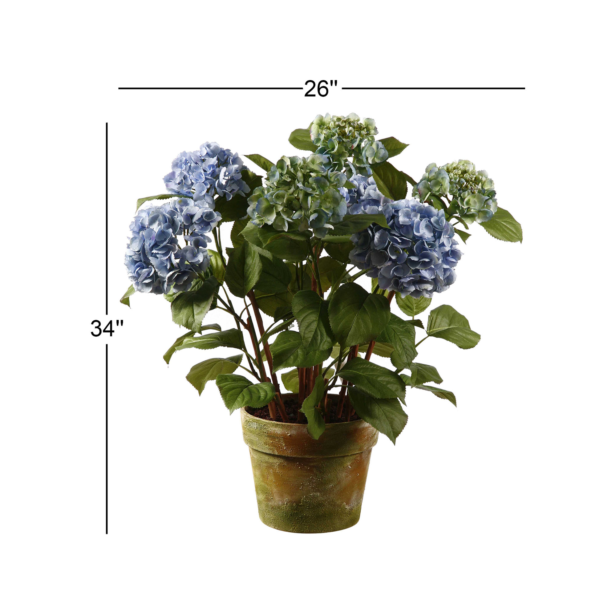 Hydrangea Centerpiece  in Pot, Light Blue