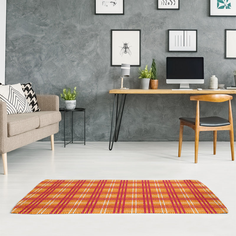 Tapis à carreaux orange, Rectangle 2 pi x 3 pi