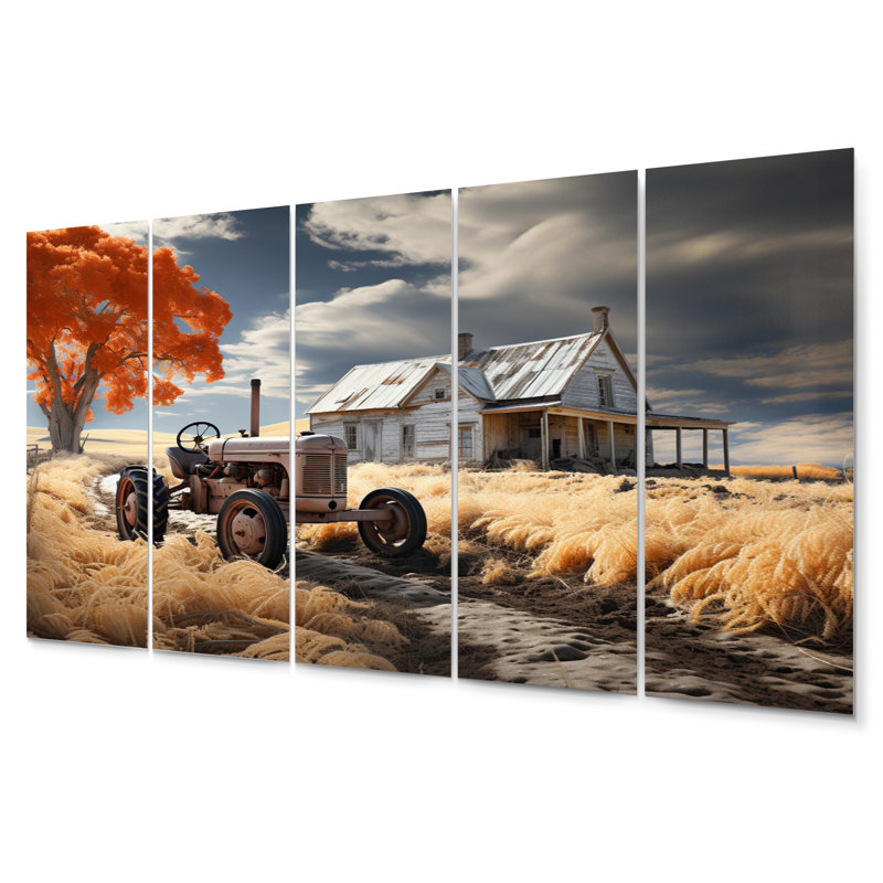 «Farmhouse Tractor», reproduction d'art en métal
