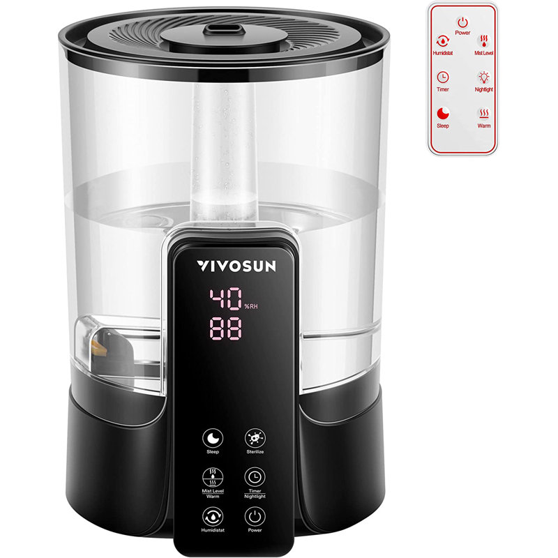 VIVOSUN 1.58 Gallons Dual Mist Ultrasonic Tabletop Humidifier with Adjustable Humidistat for 430 Cubic Feet