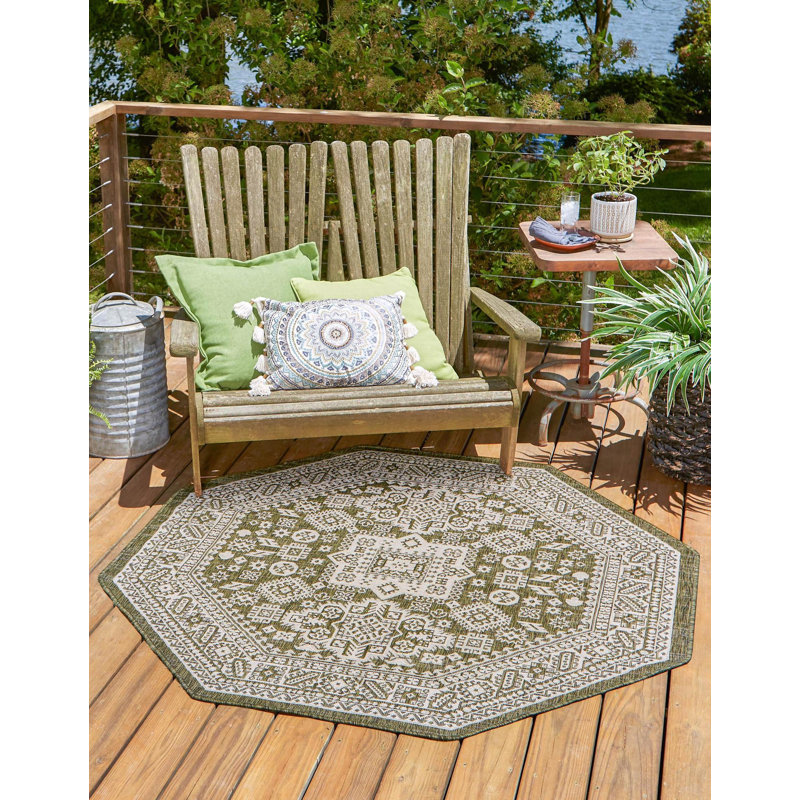 Tapis intérieur / extérieur brun Anarsja Southwestern, Octogone 5 pi 3 po x 5 pi 3 po