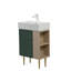 Meuble-lavabo de 55 cm avec tablette ouverte à droite, grande capacité de rangement, en bois massif, lavabo en céramique, portes à fermeture amortie, installation de tuyauterie simple, design élégant, revêtement imperméable pour armoires.