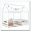 Lit simple en bois avec structure de toit-729133718