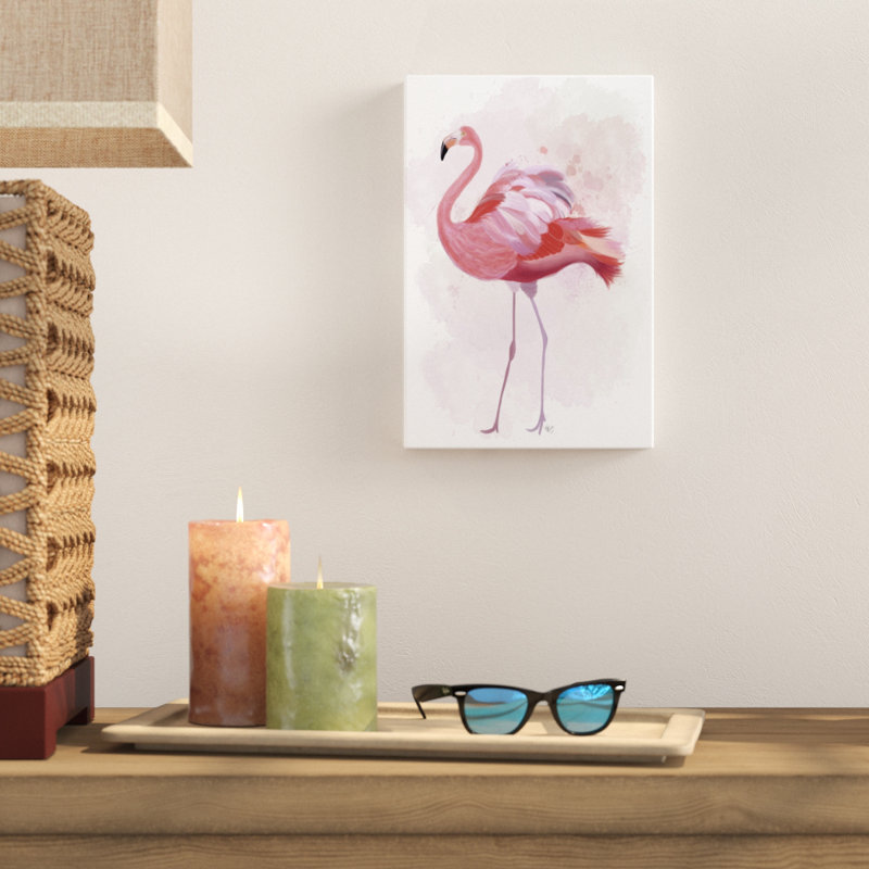 Fluffy Flamingo 1  by Fab Funky - Painting Print, 30cm H x 20cm W, Wrapped Canvas
