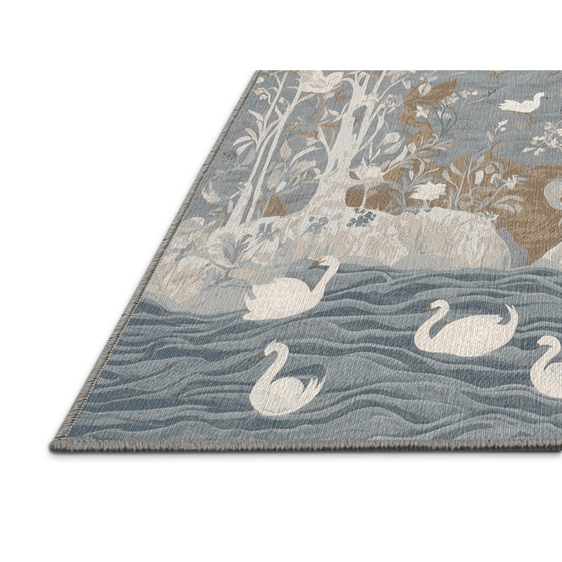 Machine Washable Brown Area Rug, Square 3'