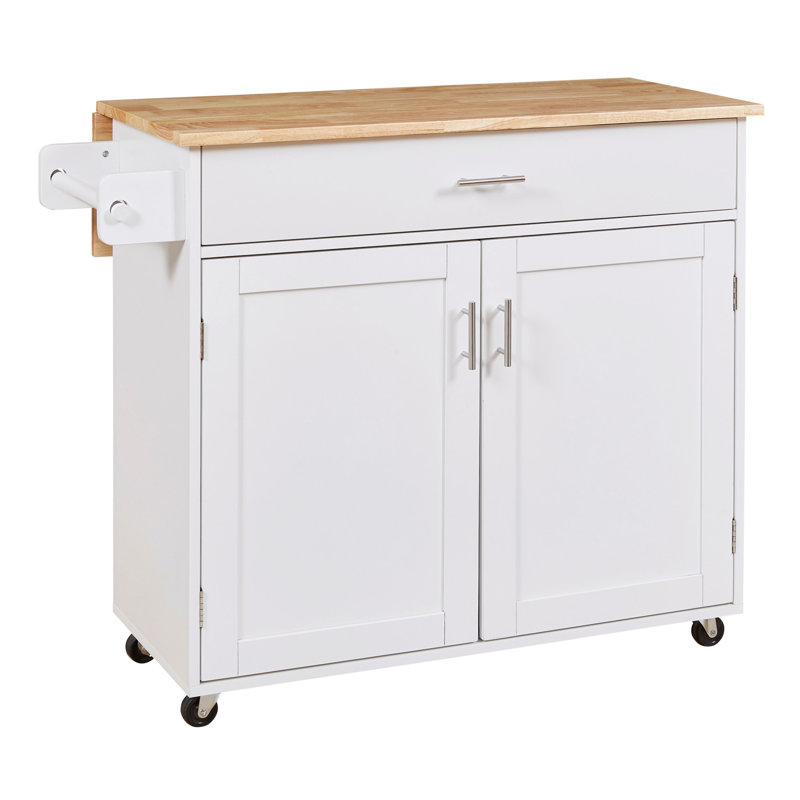 Wollaston Solid Wood Top Kitchen Island, White