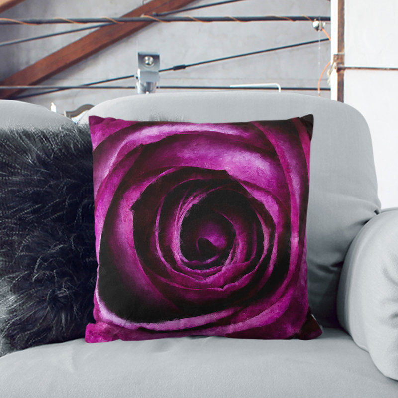 Purple Rose Flower Vol.2 Painting Square Throw Cushion, White, 55cm H x 55cm W x 20cm D
