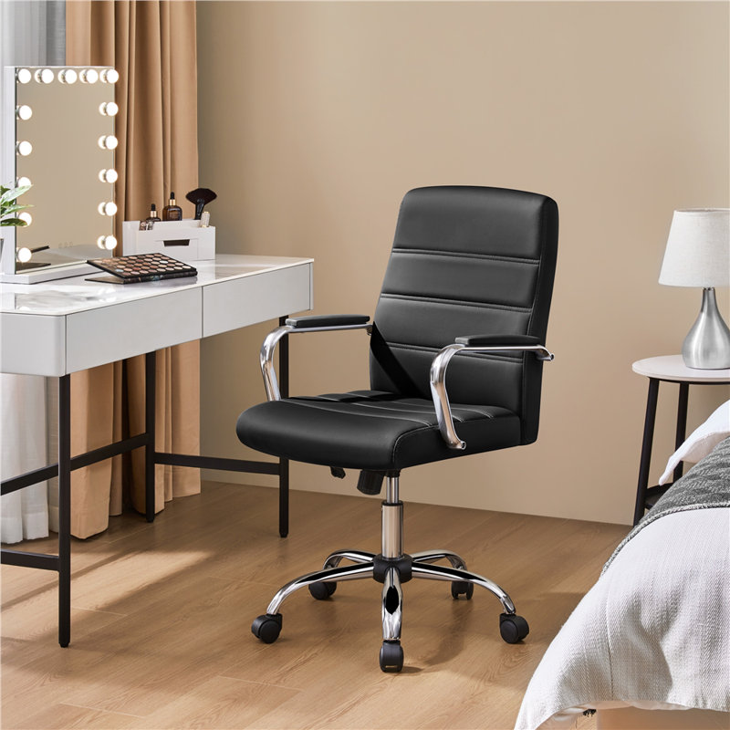 Wanetta Mid-Back Office Chair with Arms 360° Swivel, Black