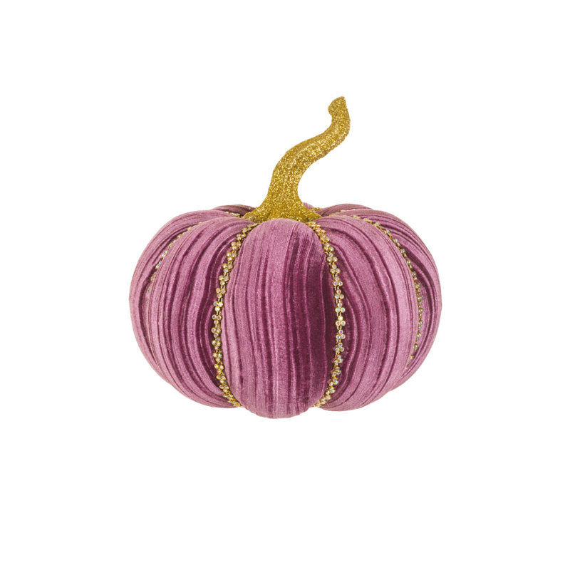 Ensemble de 2 citrouilles en velours brillant, Mauve