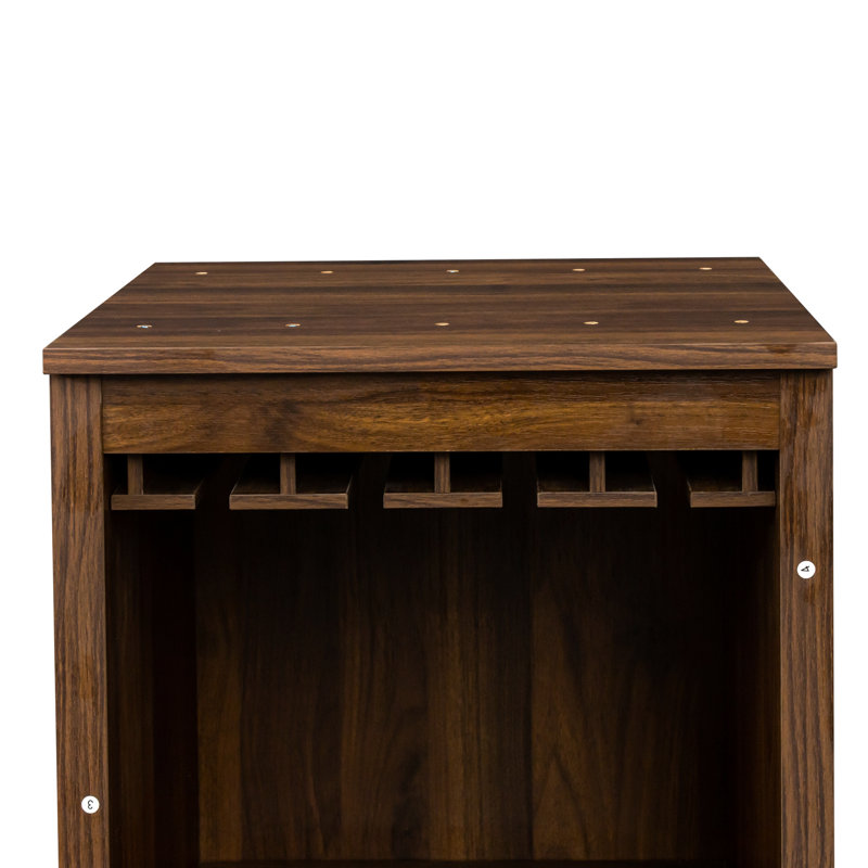 Brown Walnut Colour Modular Wine Cabinet - Display Your And Decor Bar With Storage Stylish For Dining Area