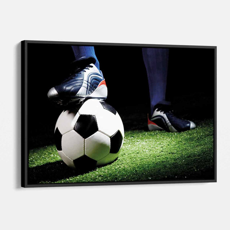 Football fidiane noir - photographie sur toile, H 12 po x l 16 po, Cadre noir
