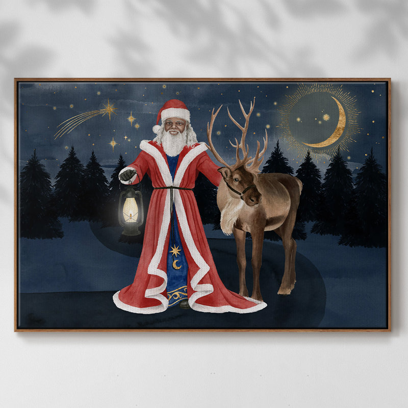 Collection Celestial Christmas, toile tendue avec châssis en A, H 17 po x l 25 po x P 2 po, Toile avec cadre noyer