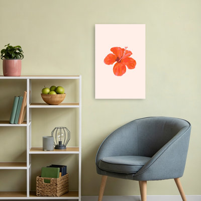 Red Hibiscus Bloom Vibrant Hibiscus Flower Summer Wall Art Print 1 Piece Wrapped Canvas Wall Art