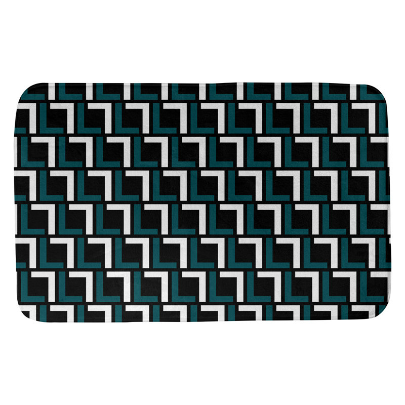 Tapis pour salle de bain Baltimore, l 17 po x L 24 po, Black/Midnight Green/White