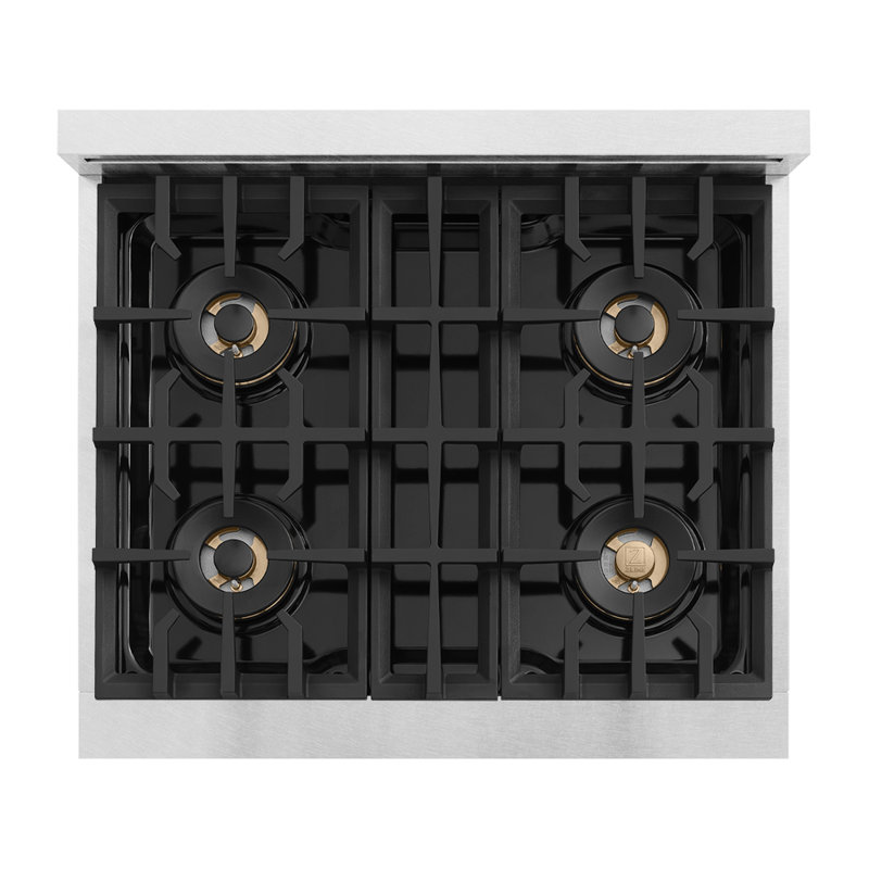 ZLINE Autograph Edition 30 in. Classic Gas Rangetop with 4 Burner DuoPro Cooktop in Stainless Steel and Polished Gold Accents