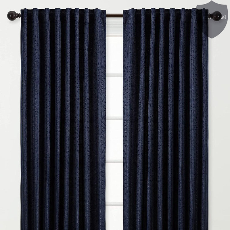 Panneaux de rideaux simples obscurcissant avec passe-tringle, Bleu marine, l 52" x L 63"
