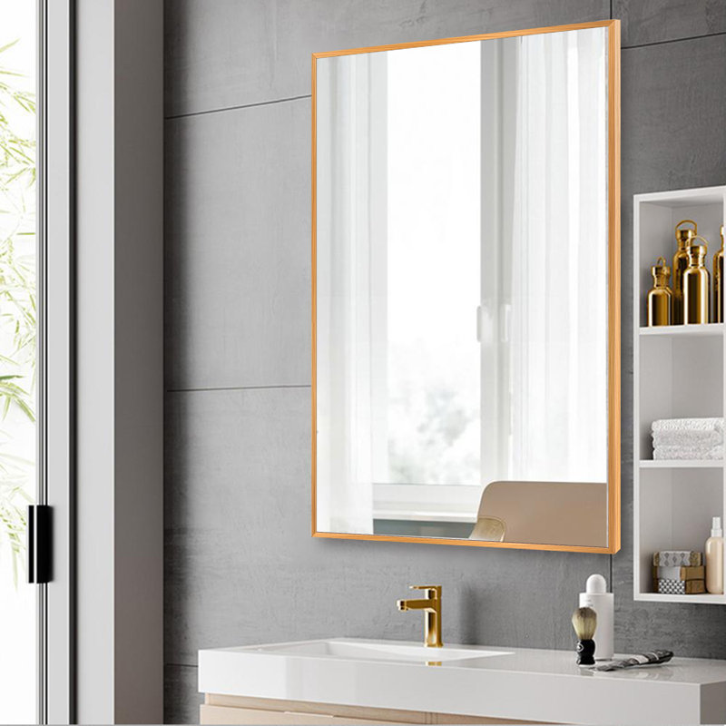 Metal Flat Wall Mirror, Gold