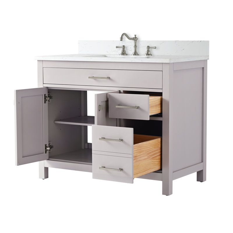 Ajhane 42" Single Bathroom Vanity Set, Taupe/Brushed Nickel
