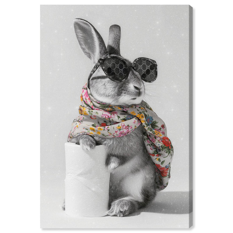 «Glam Roll Rabbit», impression sur toile par Art Remedy, Toile tendue avec châssis, H 45 po x l 30 po