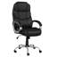 PU Leather Upholstered Office Task Chair, Modern Adjustable 360 Degree Swivel Chair, High Back, Black/Silver
