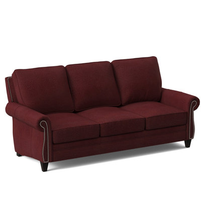 Canapé à accoudoirs roulés en cuir véritable 88 po Reddish