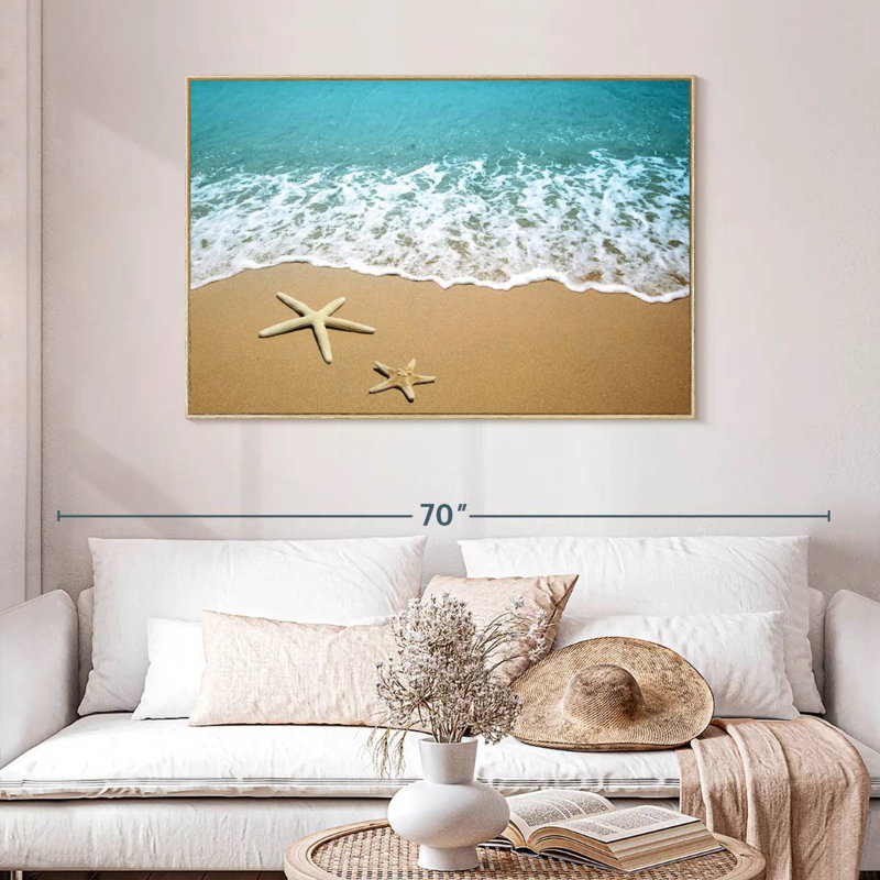 Étoile de mer, Cadre flottant en bois naturel, 46 po x 31 po