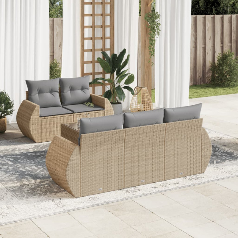  Ensemble de canapé de jardin en rotin PE beige