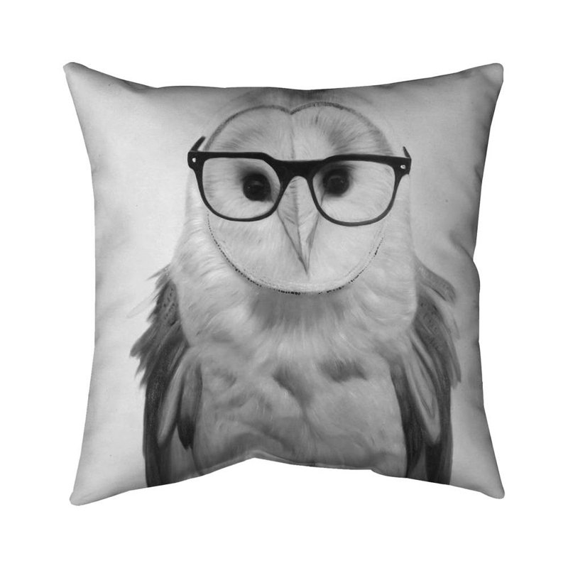 Realistic barn owl with glasses - 16"x16" Outdoors Throw pillow - Spun poly - Print on demand
