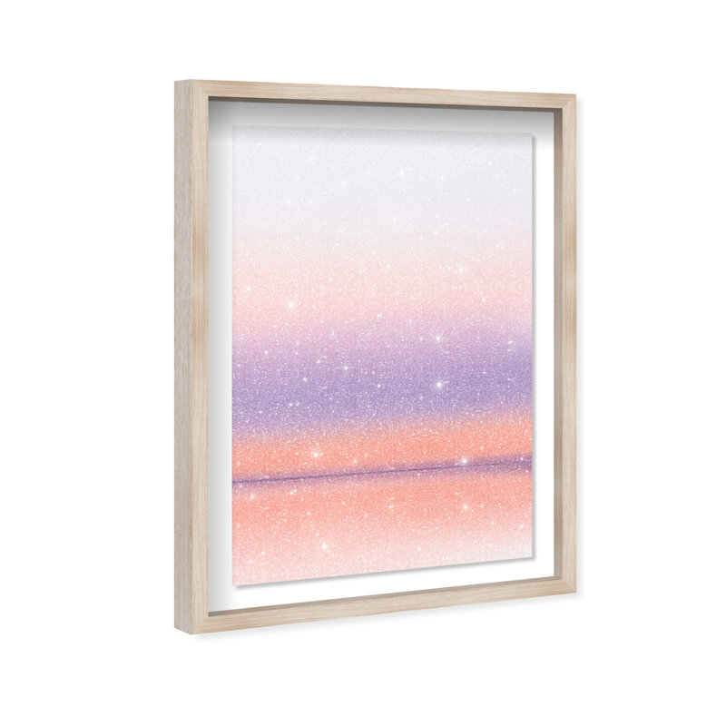 Peach Coastline Print by Oliver Gal, 46.5"H x 31.5"W, Natural Oak Shadowbox