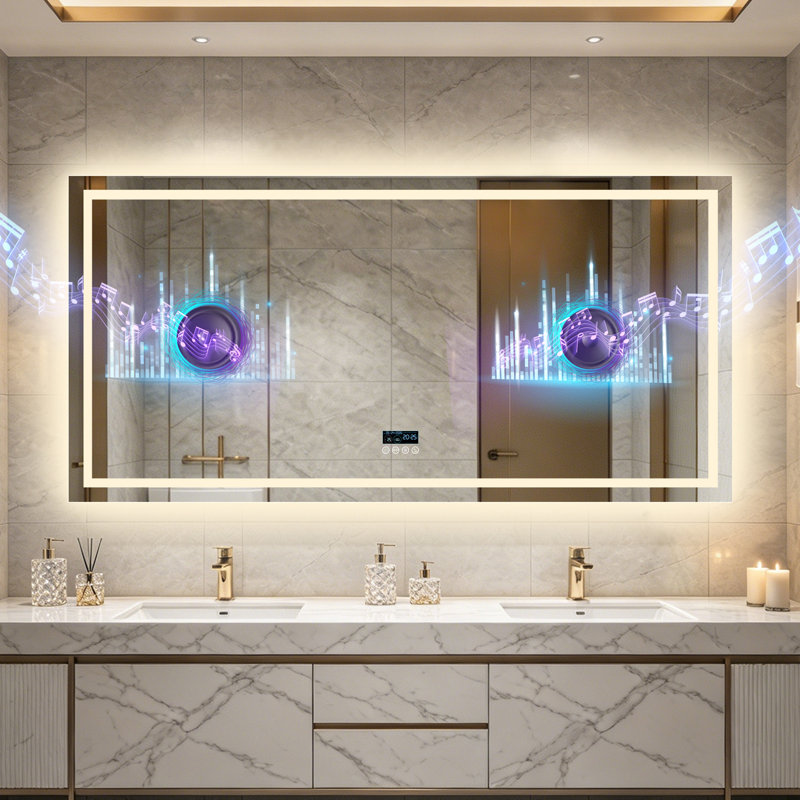 Rectangle Bluetooth Led Mirror, 90 cm H x 183 cm W