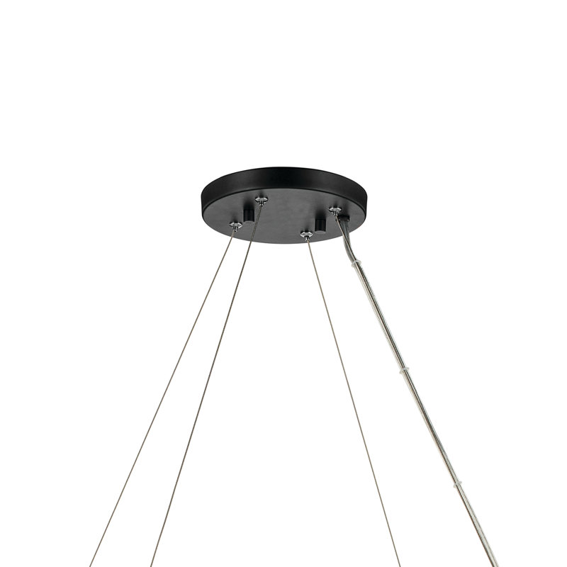 Curved Modern Chandelier with Clear Cylinder Glass, 6, Satin Black, 8.5" H x 37.75" W x 37.75" D
