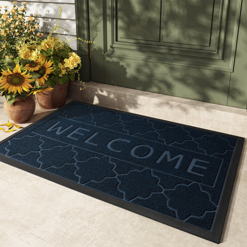 Clariece Non-Slip Doormat, Dark Gray, 24" W x 36" L